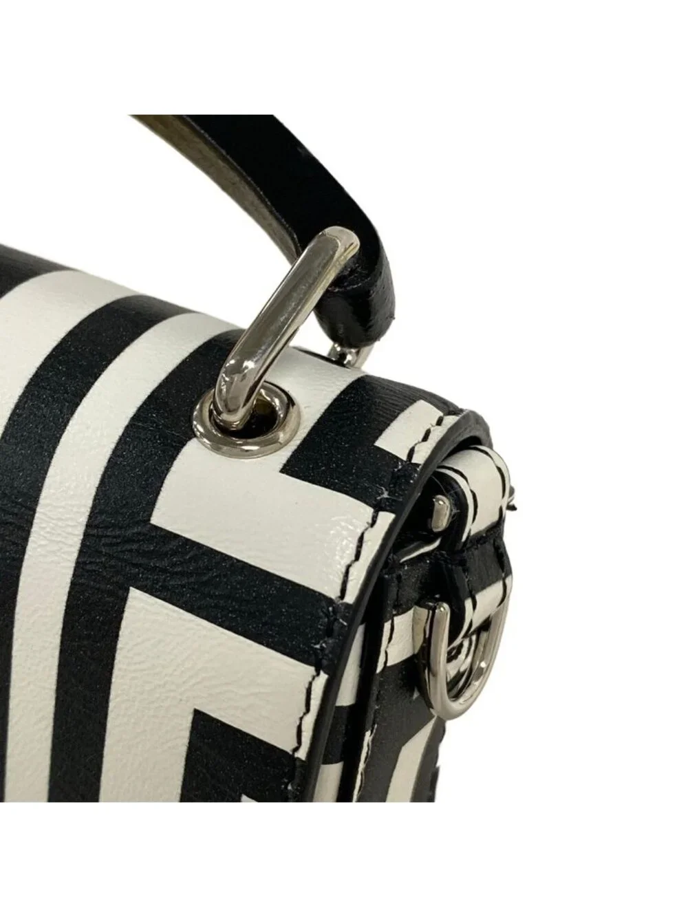 Fendi Baguette Phone Pouch Black White Mini Bag Leather